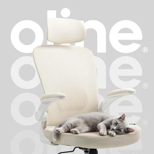 Vista 8 de Oline ErgoAir Silla de oficina ergonómica – Soporte lumbar ajustable, reposabrazos abatibles, silla de escritorio de malla para computadora, silla