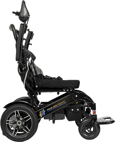 Vista 6 de Silla de ruedas eléctrica plegable ligera Silla de ruedas resistente de alta potencia (negro)