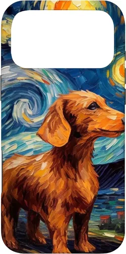 Vista 22 de Carcasa para iPhone 16 Dachshund Dog Starry Night Van Gogh Dachshund