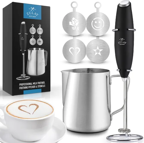 Vista 47 de Varita de espumador de leche mini y potente – Potente espumador de café de mano, mezclador de bebidas operado con batería – Tamaño de bolsillo