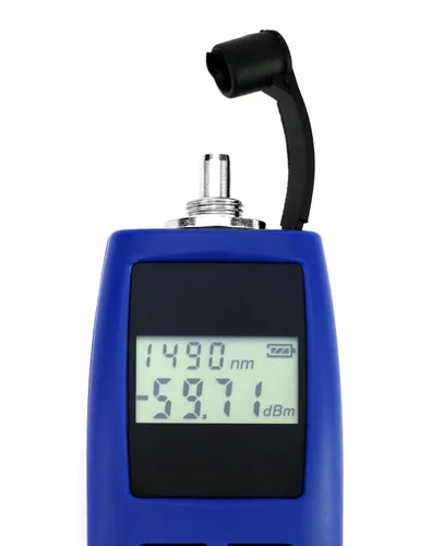 Vista 8 de QWORK Medidor de potencia óptica, -70 ~+10 dBm, con interfaz universal de 0.098 in, medidor de luz de fibra para probar 6 longitudes de onda
