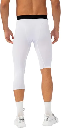Vista 20 de Pantalones de compresión de 3/4 de una pierna para hombre, mallas de baloncesto atléticas para correr, leggings deportivos de capa base capri