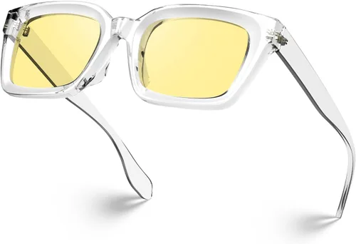 Vista 8 de VISOONE Blue Light Blocking Glasses Men Women Vintage Square Eyeglasses Negro