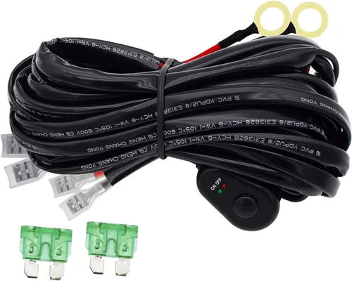 Vista 9 de Kit de arnés de cableado de barra de luces LED, interruptor de encendido y apagado DC12V, fusible de cuchilla de relé de alimentación de 14 AWG, kit