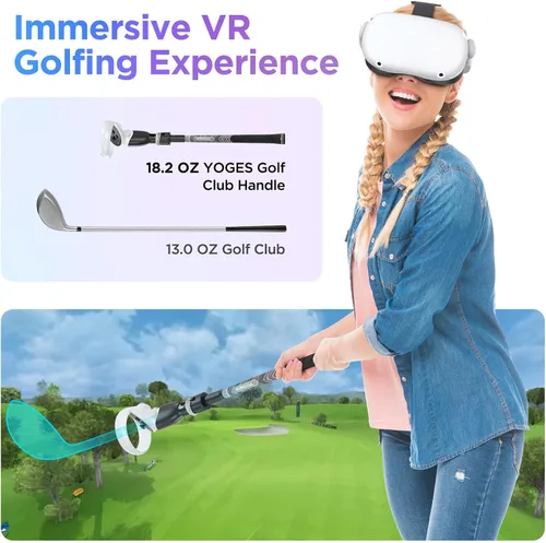 Vista 5 de YOGES VR Golf Club Handle Compatible with Oculus-Quest 2-Accessories, Virtual Reality Baseball Controller Attachment, Simulator Real Golf Game Bat