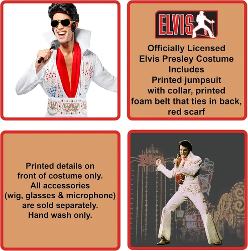 Vista 2 de Rubies Costumes Disfraz de Elvis para adultos, hombre