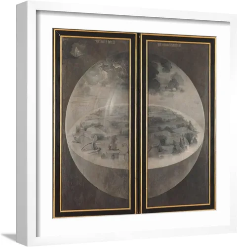 Vista 16 de ART.COM Lienzo decorativo para pared Jardín de delicias terrenales, creación del mundo en marco negro por Hieronymus Bosch, 21 x 21 pulgadas