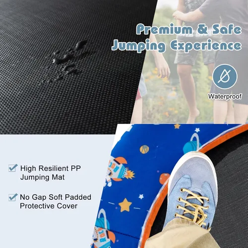 Vista 4 de Goplus Mini trampolín de 36 pulgadas para niños, trampolín para niños pequeños con luces LED, altavoz Bluetooth, mango extraíble, cubierta acolchada