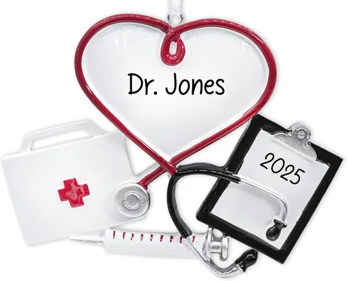 Vista 12 de Adorno de Navidad personalizado de ambulancia 2026 – Personalización gratuita Regalo de recuerdo único para paramédicos médicos de emergencia EMT
