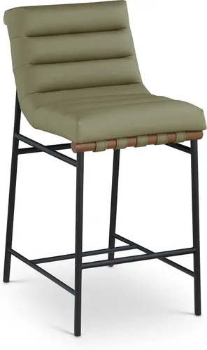 Vista 14 de Meridian Furniture 846Black-C Burke Collection Modern Taburete de bar contemporáneo con cuero vegano negro suave, marco de metal negro mate