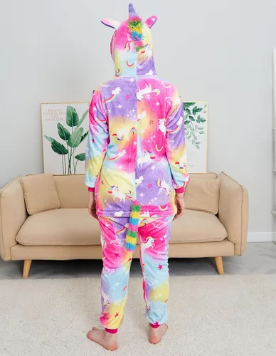 Vista 3 de Pijama de unicornio para adultos, disfraz de animal de una sola pieza, pijamas de Halloween, ropa de dormir, regalos para mujeres y hombres