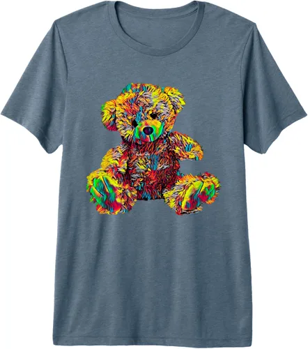 Vista 8 de Lindo oso de peluche de peluche camiseta premium, Negro
