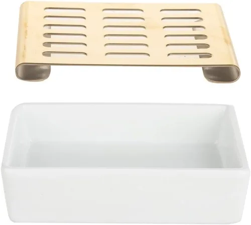 Vista 6 de IMEEA Jabonera dorada SUS304 de acero inoxidable dorado jabonera para baño ducha