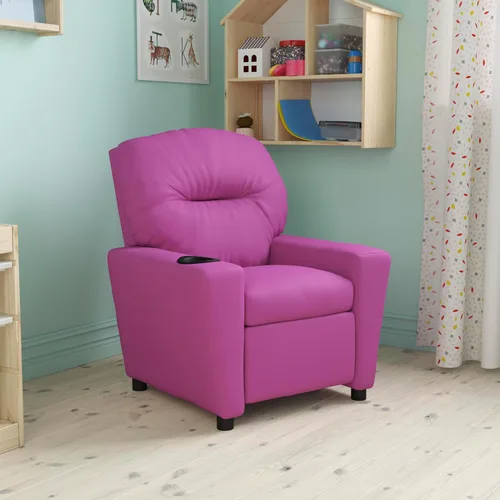 Vista 11 de EMMA + OLIVER Reclinable infantil de microfibra azul con portavasos