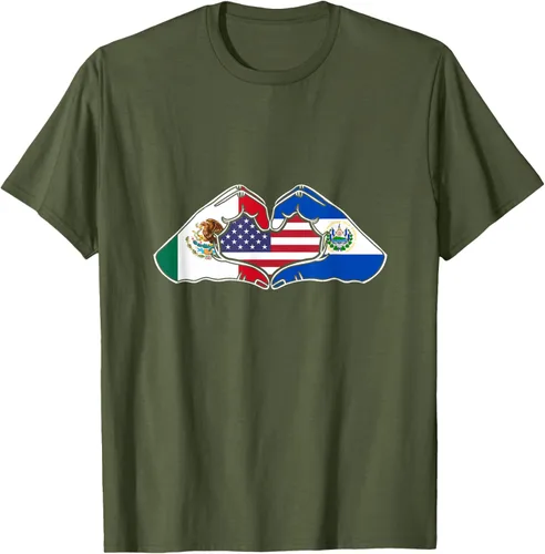 Vista 51 de Corazón manos México, El Salvador y Estados Unidos. Camiseta, Negro
