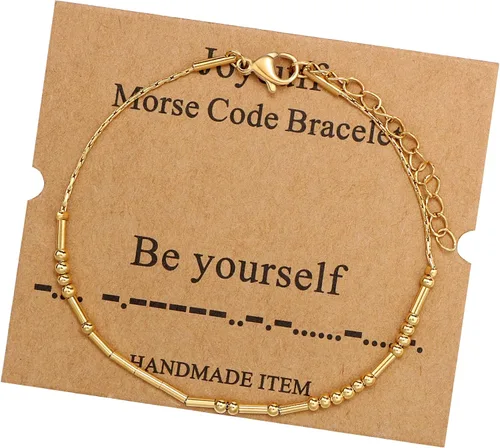 Vista 66 de JoycuFF Pulseras inspiradoras de código morse para mujeres, cuentas de plata, joyería con mantra de motivación, regalos para ella