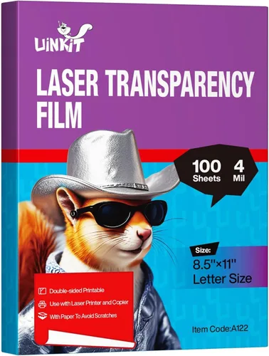 Vista 10 de Uinkit OHP Película de transparencia de 4 x 6 pulgadas, 50 hojas, hojas de transparencia láser 100% transparente para impresora láser y copiadora