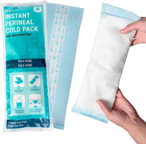 Vista 3 de ICEWRAPS Almohadillas frías posparto instantáneas para mujeres después del nacimiento: bolsas de hielo perineales para cuidado posparto, fáciles