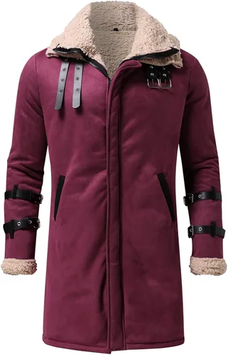 Vista 3 de WYUTX Jacket Coat For Men Thicken Warm Classic Zip Front Windproof Outwear Lined Fleece Outdoor Hiking Jacket With Pockets