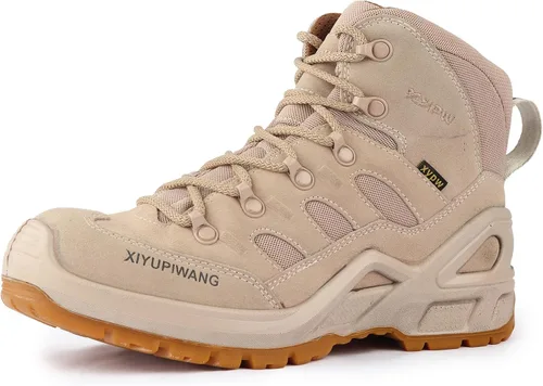 Vista 8 de Botas tácticas militares para hombre, transpirables, cómodas, duraderas, antideslizantes, para combate, seguridad Gris