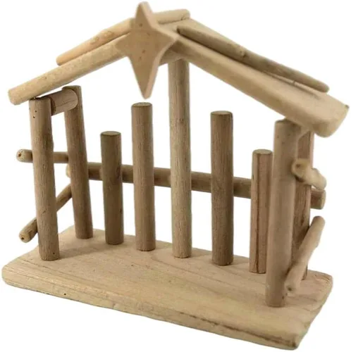 Vista 11 de Estatua de belén de Navidad, adorno de mesa, delicado, coleccionable, decoración navideña, escultura de resina de madera para estante del hogar