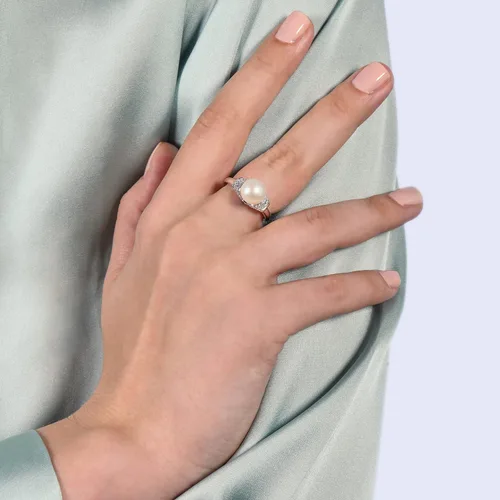 Vista 4 de Enchanted Disney Fine Jewelry - Anillo de cenicienta de plata de ley 16 con perlas y topacio azul Londres, Metal