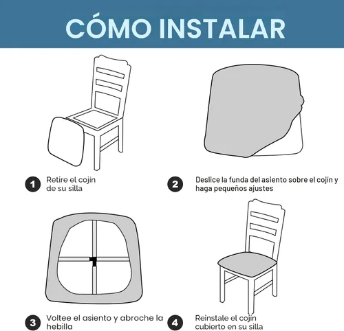 Vista 5 de Genina Fundas de asiento impermeables para sillas de comedor, fundas elásticas extraíbles y lavables, fundas de cojín para sillas de comedor