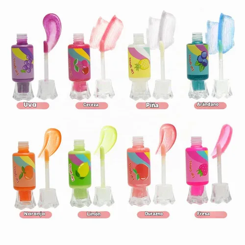 Vista 6 de Mebtmel Lindo brillo de labios para niños, juego de brillo de labios con purpurina para niñas de 6 piezas con forma de dulce, bálsamo labial