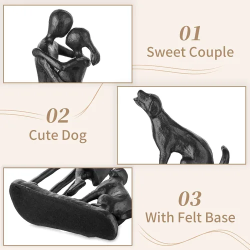 Vista 4 de Sziqiqi Regalos de hierro de aniversario para ella, escultura de amor para pareja, regalo de hierro para pareja, novia, esposa, él, estatua negra