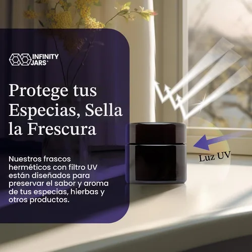 Vista 5 de Infinity Jars Tarro de rosca de vidrio ultravioleta negro de 1.7 fl oz (1.7 fl oz)