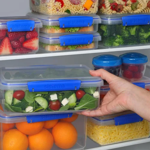 Vista 4 de Sistema KLIP IT Collection - Recipientes para almacenamiento de alimentos, 34 piezas, color azul