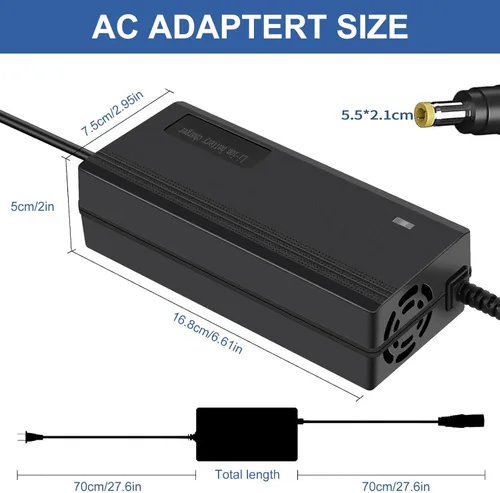 Vista 2 de Cargador rápido rápido de 54.6 V 3A para batería de litio de 48 V Conector jack DC5.5MM Conector en línea de 3 clavijas y enchufe XLR de 3 pines