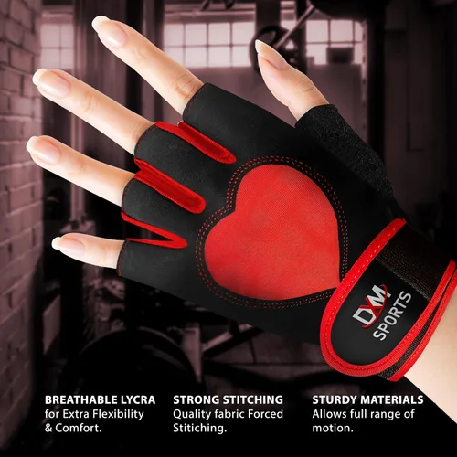 Vista 2 de DXM SPORTS Guantes de entrenamiento para mujer con soporte para muñeca, guantes de levantamiento de pesas para gimnasio, ciclismo, entrenamiento