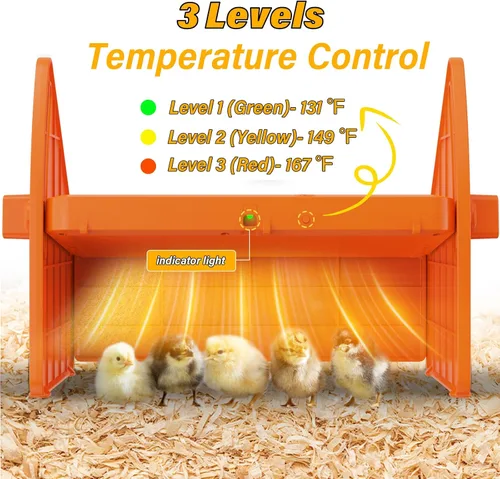 Vista 2 de Plato de incubadora de calefacción de temperatura ajustable de 3 niveles para patitos de pollitos, casa de cría para mantener las aves de corral