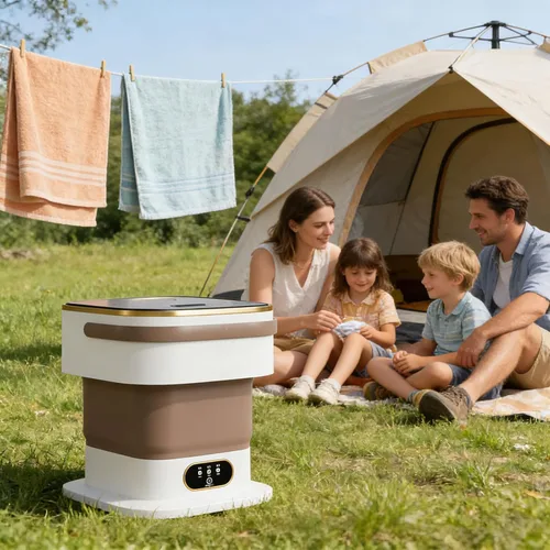 Vista 9 de Lavadora portátil, mini lavadora de viaje plegable de capacidad de 15 litros con función de deshidratación, limpieza profunda de ropa interior, ropa