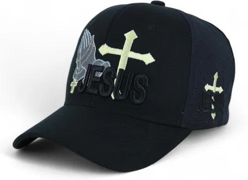 Vista 29 de Trendy Apparel Shop Gorra de bola cristiana bordada a mano Only Jesus Praying Azul marino