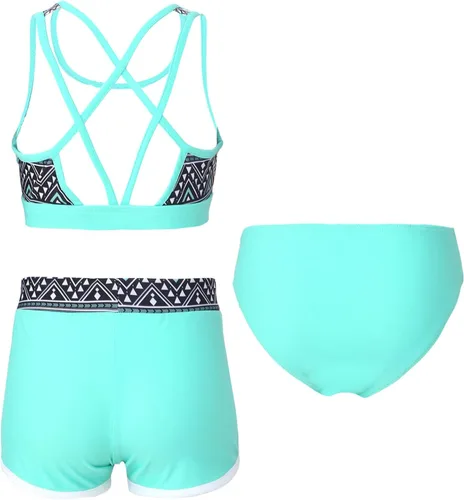 Vista 2 de Traje de baño hawaiano de 3 piezas para niñas y niñas, traje de baño de playa con parte inferior