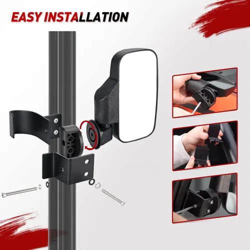 Vista 6 de Frokom Espejo lateral UTV, espejos UTV compatibles con jaula Pro-Fit compatible con Polaris Ranger 570 900 XP 1000 2015-2023 General 1000, Can Am