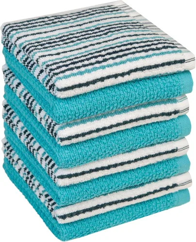 Vista 12 de Toallas de cocina de 16 x 26 pulgadas, paquete de 6 toallas de mano grandes de algodón, paños de cocina, diseño de rayas de palomitas de maíz, juego