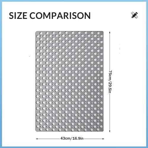 Vista 7 de Tapete antideslizante para bañera y ducha, 30 x 17 pulgadas, tapete de baño suave con ventosas y agujeros de drenaje más grandes, lavable a máquina