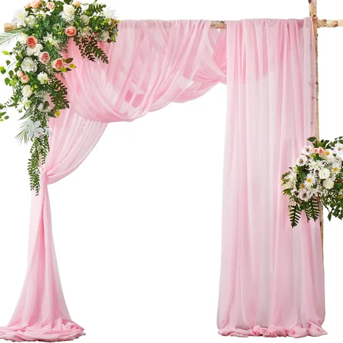 Vista 17 de SiinvdaBZX 2 Paneles Tela Drapeada de Arco de Boda 30" x 240" de Poliéster de Gasa Negra para Múltiples Ocasiones