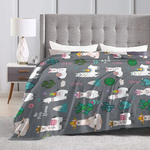 Vista 4 de Manta de franela suave y cálida con diseño de llama alpaca, manta de cama de franela de forro polar, regalo para niños, niñas, adultos o silla