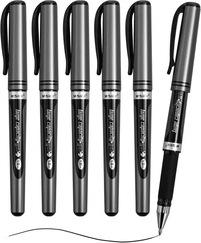 Vista 8 de M&G Juego de 5 bolígrafos de gel, bolígrafos retráctiles de tinta negra de 0.5mm, bolígrafos de punta fina, bolígrafos de gel de secado rápido