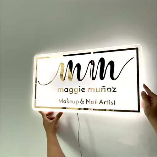Vista 7 de Letrero LED con logotipo personalizado, letrero acrílico personalizado, letreros de negocios personalizados Logotipo de negocio personalizado