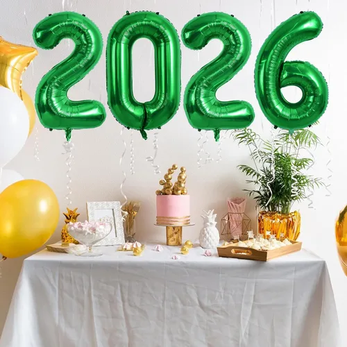 Vista 3 de TONIFUL Globos de graduación 2025 de 42 pulgadas, color verde oscuro, globos de números 2025, globos de aluminio de Mylar para decoraciones