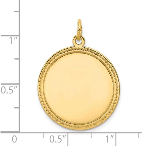 Vista 2 de Jewels By Lux Dije de disco redondo grabable de calibre .011 de oro amarillo de 14 quilates, Oro amarillo