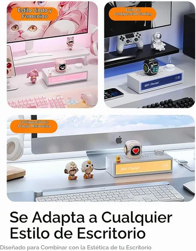 Vista 4 de Divoom Dipow - Nuevo bloque de cargador USB C de 35 W, cargador rápido GaN con pantalla de píxeles, bonito adaptador de corriente compacto plegable
