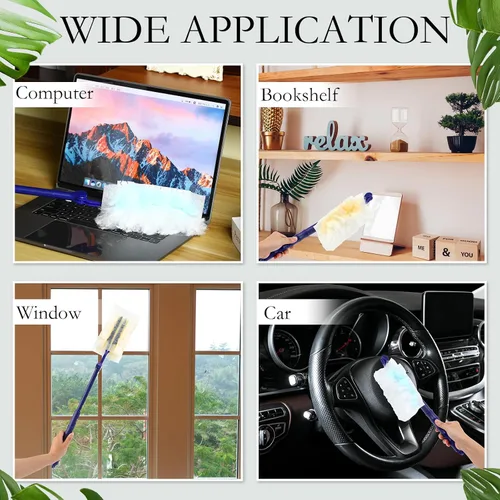 Vista 7 de Maxcheck 180 piezas de repuesto de plumero desechables de 180° de grado grueso, cabezal de repuesto con 3 asas para limpieza de techos de muebles