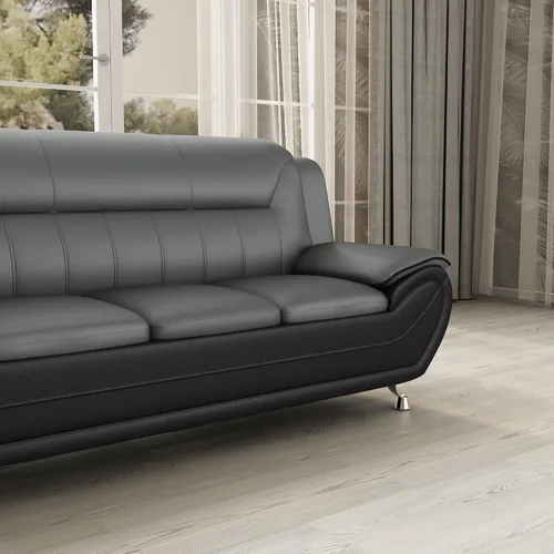 Vista 4 de Container Furniture Direct Silla y sofá de piel sintética de estilo moderno con reposabrazos extra cómodos, ideal para sala de estar, dormitorio u