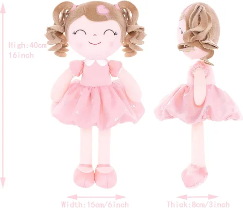 Vista 2 de Gloveleya Muñeca bebé niña regalos juguetes de peluche rizados para niñas de 2 a 4 años juguetes de amor para niños pequeños rosa B2rosa